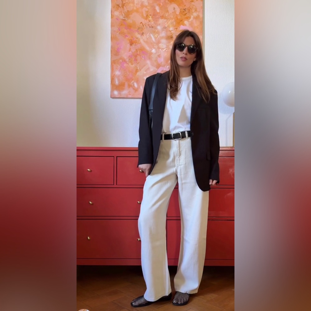 Massimo Dutti High-Rise Straight Leg Off White Jeans size 6